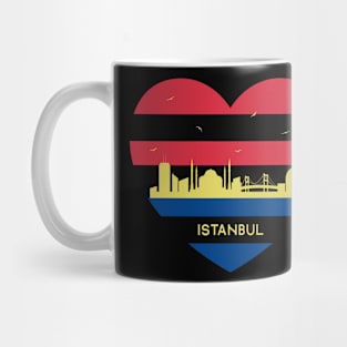 Turkey Skyline cityscape Heart Shape Birds Flying Istanbul Mug